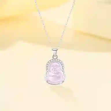 【S925银|甄选高品质|你的守护神】 金师傅 观音弥勒佛 平安顺遂 事业有成 新中式国潮气质#好运 粉水晶 项链 男女同款情侣款