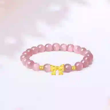 【S999足银|正缘桃花】 金师傅 蝴蝶结 水逆退散事业学业有成在逃公主小众轻奢气质百搭小清新#好运天然 粉水晶 手串 男女同款情侣款