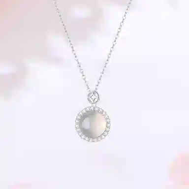 【S925银|甄选高品质】 金师傅 白月光系列 好运连连圆形镶钻浪漫气质优雅简约百搭精致礼小众轻奢高级#好运 玉髓 项链 女款