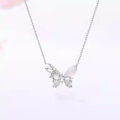 【S925银|甄选高品质】 金师傅 月光蝴蝶锁骨链 梦幻森系时尚时尚精致气质百搭 小众不规则肌理感高级#好运 玉髓 项链 男女同款情侣款
