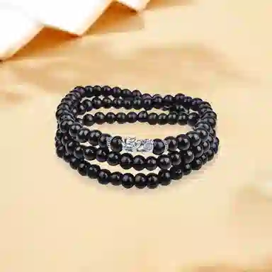 金师傅 三圈两戴手饰 叠戴佛珠串珠 新中式国潮国风 时来运转佛字新中式国潮轻奢小众复古 文玩 柴木 木作手串 通用