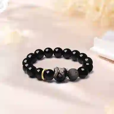 【限量赠·最佳爸爸证|精选高品质】 金师傅 醒狮 狮来运转 招财纳福新中式国潮复古气质百搭小众高级#好运 黑曜石 手串 男女同款情侣款