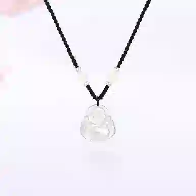 【S999足银|甄选高品质】 金师傅 吉祥如意套装 祥云平安扣弥勒佛吊坠 招财好运新中式国潮高级简约百搭#好运 玉髓 项链 女款
