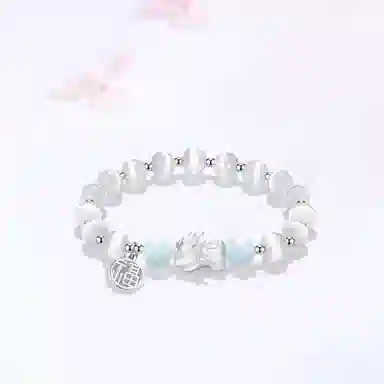 【S999纯银|甄选高品质】 金师傅 福牌貔貅串珠 招财纳福吞金兽 新中式国潮气质简约百搭小众轻奢高级#好运 玻璃猫眼 手串 男女同款情侣款