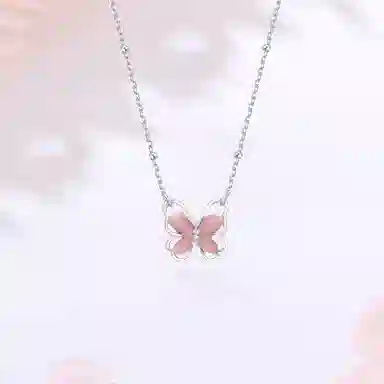 【高品质|蝴蝶玄学！】 金师傅 梦幻锁骨链 招财转运粉嫩显白森系梦幻时尚精致气质优雅甜美 小众轻奢高级#好运 玻璃猫眼 项链 女款