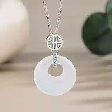 【S925银|甄选高品质】 金师傅 福牌平安扣锁骨链 福气满满平安喜乐吉祥如意 新中式国潮气质简约百搭小众轻奢高级#好运 玉髓 项链 女款