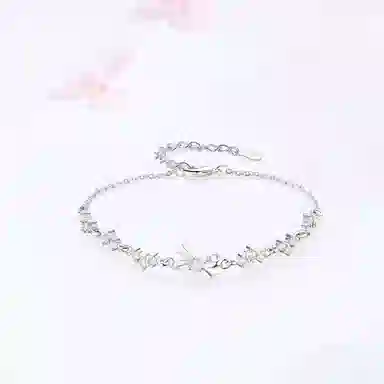 【精选高品质】 金师傅 蝴蝶结白月光叠戴 吉祥如意新中式美人镯气质优雅清冷感百搭 小众轻奢设计高级感 玻璃猫眼 手镯 女款