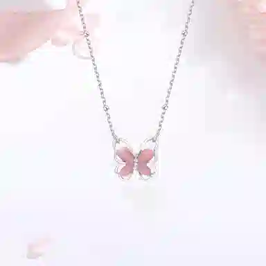 【高品质|蝴蝶玄学！】 金师傅 梦幻锁骨链 招财转运粉嫩显白森系梦幻时尚精致气质优雅甜美 小众轻奢高级#好运 玻璃猫眼 项链 女款