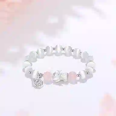 【S999纯银|甄选高品质】 金师傅 福牌貔貅串珠 招财纳福吞金兽 新中式国潮气质简约百搭小众轻奢高级#好运 玻璃猫眼 手串 男女同款情侣款