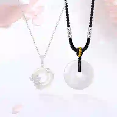 【精选高品质|扣住圆满爱情】 金师傅 繁花平安扣 荷塘月色 吉祥如意 岁岁平安 新中式国潮气质高级百搭小众 玉髓 项链 男女同款情侣款