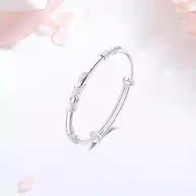【甄选特级高品质】 金师傅 繁花似锦叠戴套装 一步一响新中式国潮宫廷 气质旗袍汉服 小众轻奢高级 粉水晶 手镯 女款