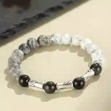 【S999足银|甄选高品质|顺利上岸】 金师傅 节节高升 前程似锦竹节时来运转 新中式国潮复古气质文艺简约百搭高级#好运 地图石 手串 男款