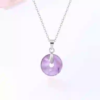 【S999足银|甄选高品质】 金师傅 平安扣吊坠 吉祥如意 平安顺遂新中式国潮气质 简约百搭小众轻奢高级#好运 紫水晶 项链 男女同款情侣款