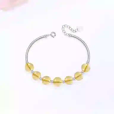 【S925银|精选高品质】 金师傅 时来运转半镯手饰 时尚精致小清新甜美气质清冷简约百搭日常 小众轻奢设计高级#好运 黄水晶 手链 女款