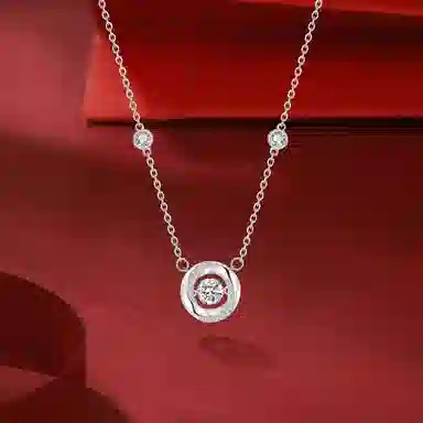 【999纯银免费刻字】 金师傅 莫比乌斯系列璀璨之心 原创心动三秒跳动的心女友闪钻大气 足银 项链 女款