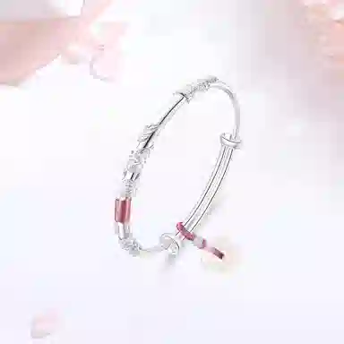 【甄选高品质|平安喜乐】 金师傅 繁花似锦 纳福扣住 新中式国潮气质优雅 简约百搭日常小众轻奢高级#好运 玉髓 手镯 女款