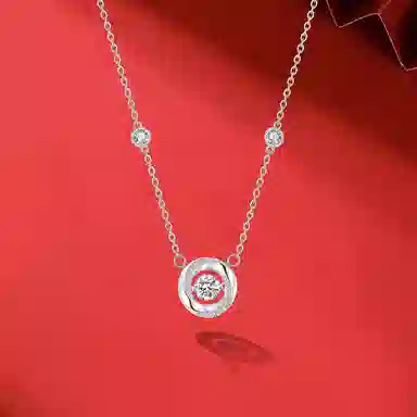 【999纯银免费刻字】 金师傅 莫比乌斯系列璀璨之心 原创心动三秒跳动的心女友闪钻大气 足银 项链 女款