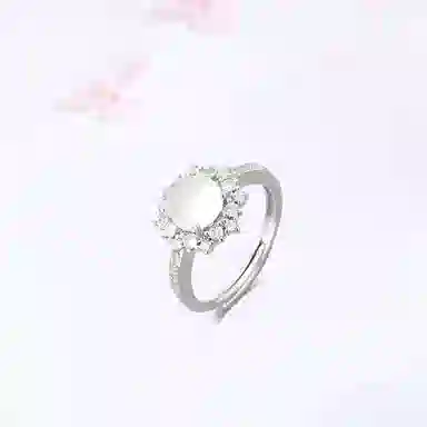 【精选高品质】 金师傅 白月光镶钻叠戴套装 吉祥如意 新中式国潮典雅气质清冷百搭显白时尚经典 小众轻奢高级#好运 玉髓 戒指 女款