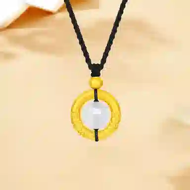 【精选高品质】 金师傅 祥云乾坤圈吊坠 招财转运珠平安顺遂 事业有成 新中式国潮气质简约百搭#好运 玉髓 项链 男女同款情侣款