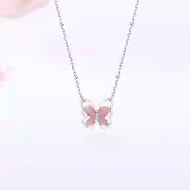 【高品质|蝴蝶玄学！】 金师傅 梦幻锁骨链 招财转运粉嫩显白森系梦幻时尚精致气质优雅甜美 小众轻奢高级#好运 玻璃猫眼 项链 女款