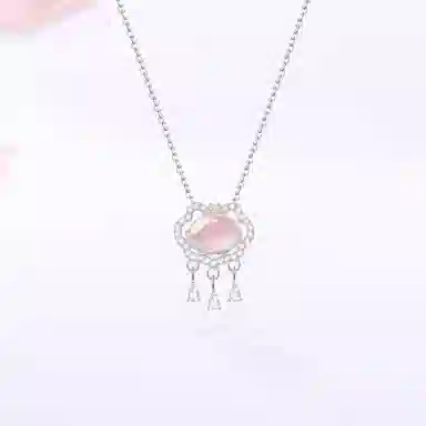 【S925银|甄选高品质】 金师傅 如意平安锁吊坠 平安喜乐招财纳福 新中式气质优雅甜美少女清冷感小众简约清透百搭#好运 粉水晶 项链 女款
