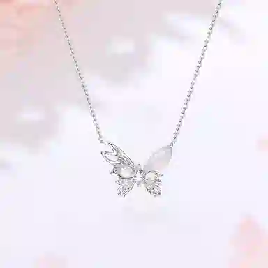 【S925银|甄选高品质】 金师傅 月光蝴蝶锁骨链 梦幻森系时尚时尚精致气质百搭 小众不规则肌理感高级#好运 玉髓 项链 男女同款情侣款