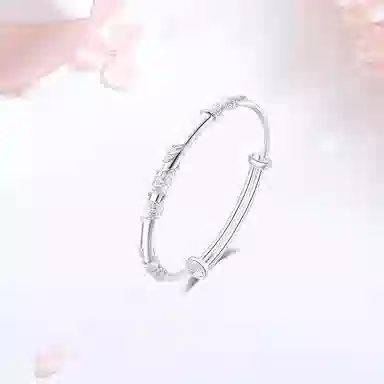 【甄选高品质】 金师傅 白月光繁花似锦叠戴套装 一步一响新中式气质典雅美人镯简约百搭 小众轻奢高级#好运 玉髓 手镯 女款
