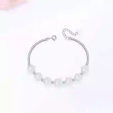 【S925银|精选高品质】 金师傅 白月光时来运转串珠 时尚韩系高级感精致小清新气质优雅百搭 小众轻奢设计高级#好运 玉髓 手链 女款