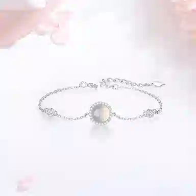 【S925银|甄选高品质】 金师傅 白月光系列 好运连连圆形镶钻浪漫气质优雅简约百搭精致礼小众轻奢高级#好运 玉髓 项链 女款