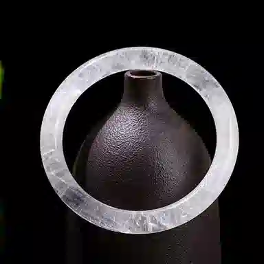 【净化】 金师傅 新中式国风通透梦幻飘花晶体 白幽灵纯净能量好运贵妃镯 百搭显白高级感好运天然 白水晶 手镯 男女同款情侣款