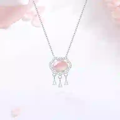 【S925银|甄选高品质】 金师傅 如意平安锁吊坠 平安喜乐招财纳福 新中式气质优雅甜美少女清冷感小众简约清透百搭#好运 粉水晶 项链 女款