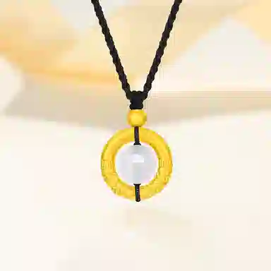 【精选高品质】 金师傅 祥云乾坤圈吊坠 招财转运珠平安顺遂 事业有成 新中式国潮气质简约百搭#好运 玉髓 项链 男女同款情侣款