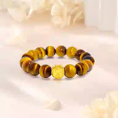 【999金高品质|限量赠·最佳爸爸证精选】 金师傅 金钱珠 招财纳福财运亨通新中式国潮复古气质小众高级#好运 虎眼石 手串 男女同款情侣款