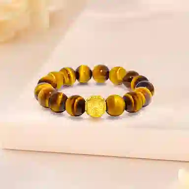 【999金高品质|限量赠·最佳爸爸证精选】 金师傅 金钱珠 招财纳福财运亨通新中式国潮复古气质小众高级#好运 虎眼石 手串 男女同款情侣款