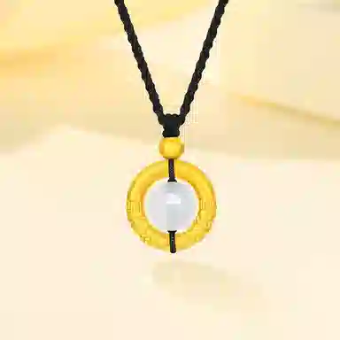 【精选高品质】 金师傅 祥云乾坤圈吊坠 招财转运珠平安顺遂 事业有成 新中式国潮气质简约百搭#好运 玉髓 项链 男女同款情侣款