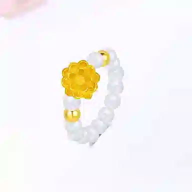 【999金|精选高品质】 金师傅 莲花白月光叠戴戒指 好运莲莲有钱花 万事如意新中式气质清冷百搭优雅 小众轻奢高级#好运 玛瑙 戒指 女款