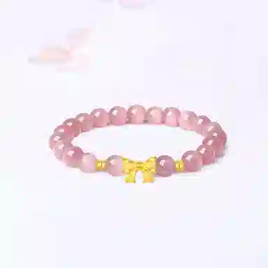 【S999足银|正缘桃花】 金师傅 蝴蝶结 水逆退散事业学业有成在逃公主小众轻奢气质百搭小清新#好运天然 粉水晶 手串 男女同款情侣款