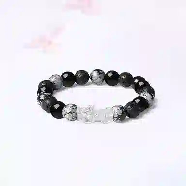 【限量赠·最佳爸爸证|S999足银高品质】 金师傅 招财貔貅 八方来财 财运亨通新中式国潮气质百搭高级#好运 黑曜石 手串 男女同款情侣款