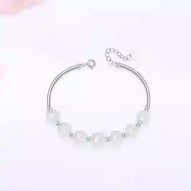 【S925银|精选高品质】 金师傅 白月光时来运转串珠 时尚韩系高级感精致小清新气质优雅百搭 小众轻奢设计高级#好运 玉髓 手链 女款