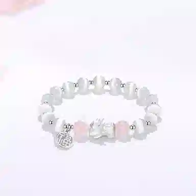 【S999纯银|甄选高品质】 金师傅 福牌貔貅串珠 招财纳福吞金兽 新中式国潮气质简约百搭小众轻奢高级#好运 玻璃猫眼 手串 男女同款情侣款