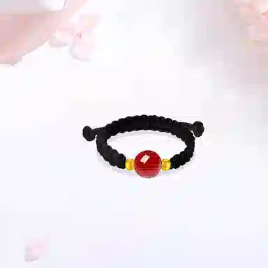 【诸事顺意|甄选高品质】 金师傅 相思豆转运珠对戒 新中式国潮国风轻奢气质小众设计简约大方显白#好运 玛瑙 戒指 男女同款情侣款