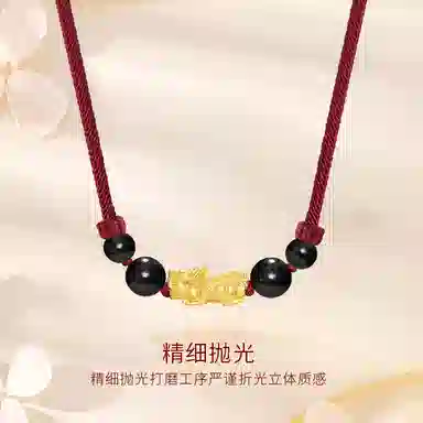 金师傅 招财霸气吞金兽 新中式国潮复古简约气质百搭 小众轻奢设计高级感 黑檀 项链 男女同款情侣款