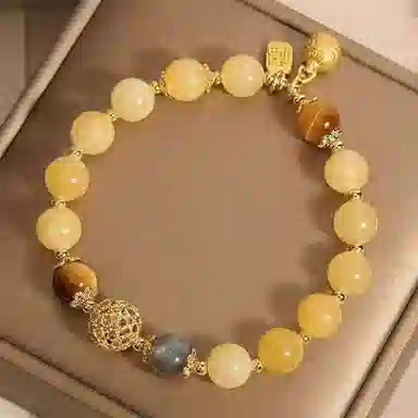 【高品质|招财磁场】 金师傅 日进斗金吞金兽 招财小霸王时来运转财源广进新中式国潮小众气质百搭#好运天然 金发晶 手串 男女同款情侣款