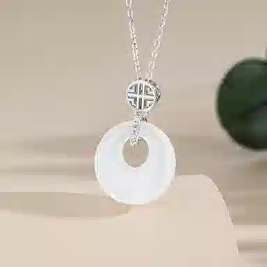 【S925银|甄选高品质】 金师傅 福牌平安扣锁骨链 福气满满平安喜乐吉祥如意 新中式国潮气质简约百搭小众轻奢高级#好运 玉髓 项链 女款