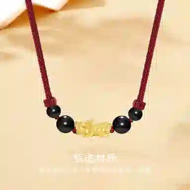 金师傅 招财霸气吞金兽 新中式国潮复古简约气质百搭 小众轻奢设计高级感 黑檀 项链 男女同款情侣款
