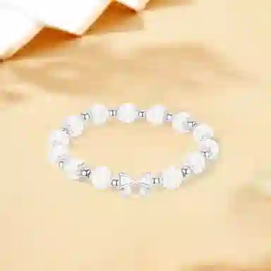 【S999纯银|甄选高品质】 金师傅 招财纳福蝴蝶结 转运新中式国潮气质甜美小清新简约百搭小众轻奢 白玉菩提 足银手串 男女同款情侣款