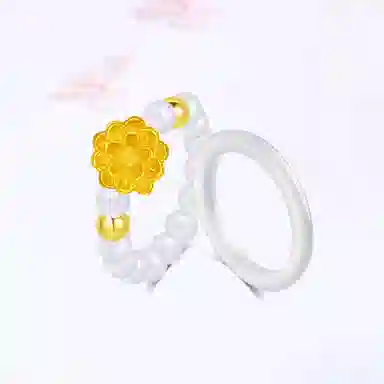 【999金|精选高品质】 金师傅 莲花白月光叠戴戒指 好运莲莲有钱花 万事如意新中式气质清冷百搭优雅 小众轻奢高级#好运 玛瑙 戒指 女款
