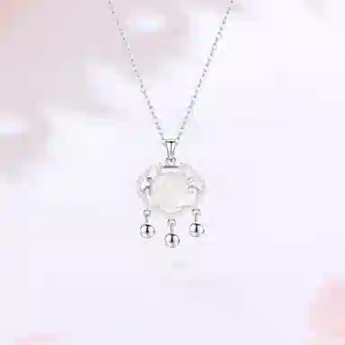 【S925银|甄选高品质】 金师傅 如意平安锁吊坠 平安喜乐招财纳福长命锁新中式国潮气质优雅简约百搭小众轻奢高级#好运 玉髓 项链 女款