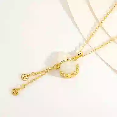 【精选高品质|S999足银】 金师傅 福禄双全流苏吊坠 福气满满葫芦招财纳福 新中式国潮复优雅气质简约日常百搭#好运 玉髓 项链 女款