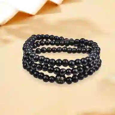 金师傅 三圈两戴手饰 叠戴佛珠串珠 新中式国潮国风 时来运转佛字新中式国潮轻奢小众复古 文玩 柴木 木作手串 通用